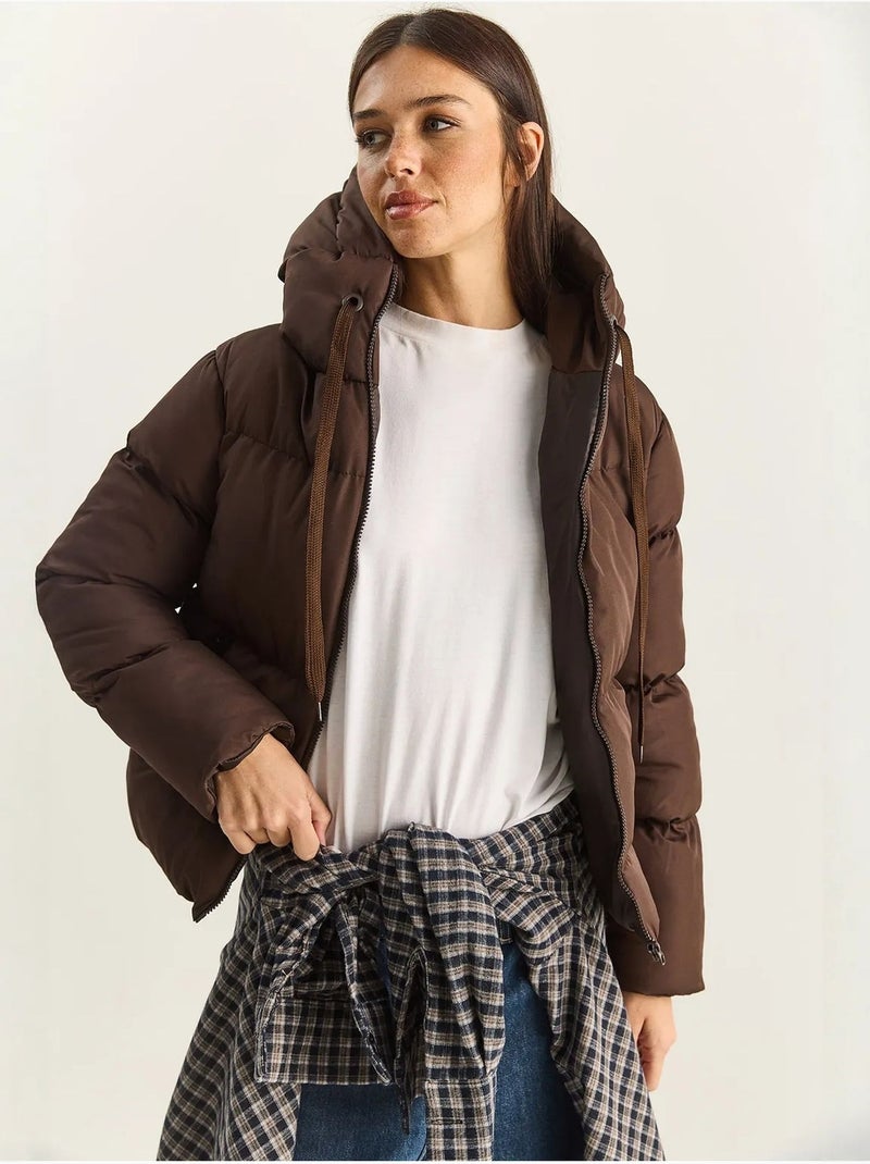Chaqueta acolchada con capucha lucci Marrón oscuro - Kiabi
