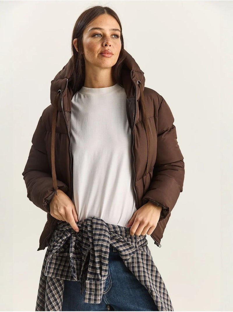 Chaqueta acolchada con capucha lucci Marrón oscuro - Kiabi