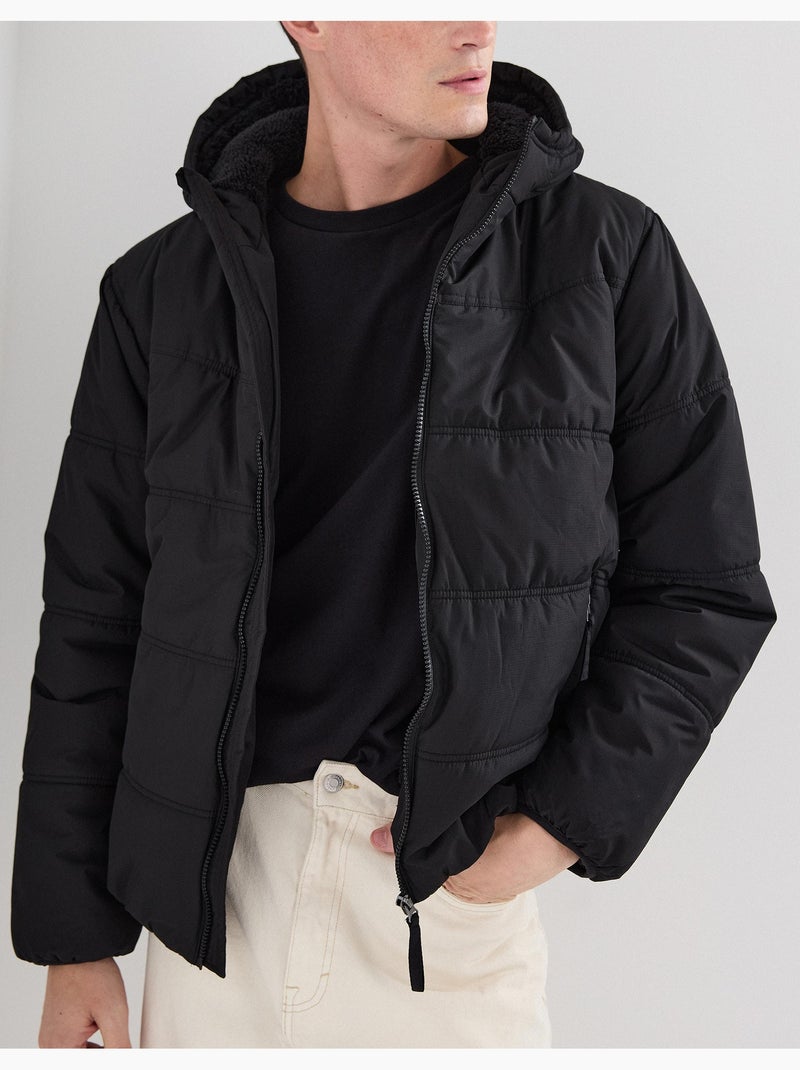 Chaqueta acolchada con capucha, MO Fashion Negro - Kiabi