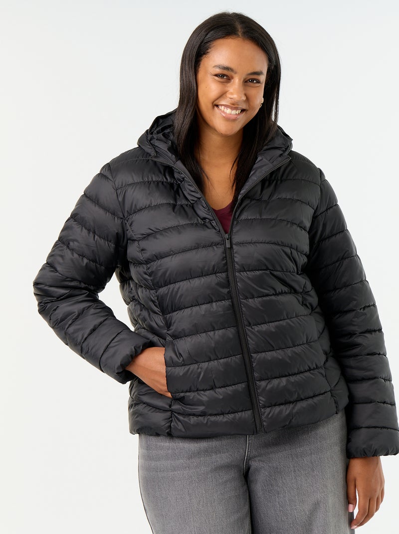 Chaqueta acolchada con capucha Negro - Kiabi