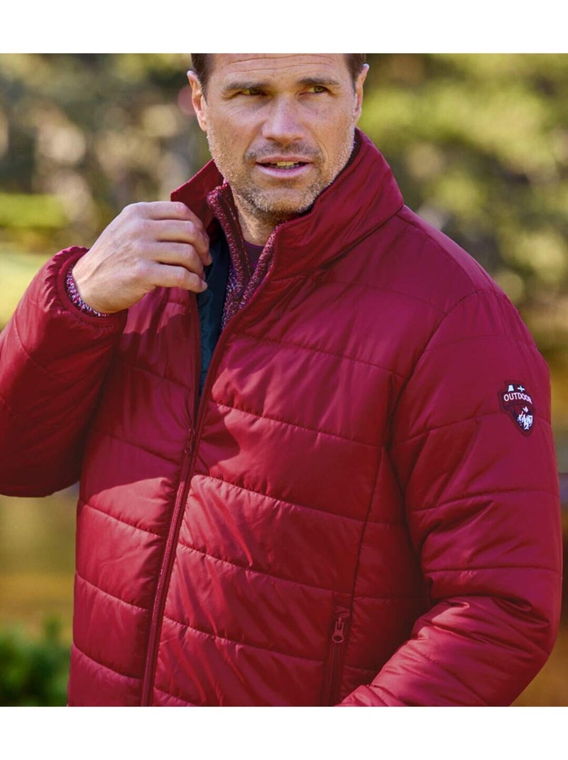 Chaqueta acolchada con capucha oculta y cuello alto con cremallera Rojo - Kiabi