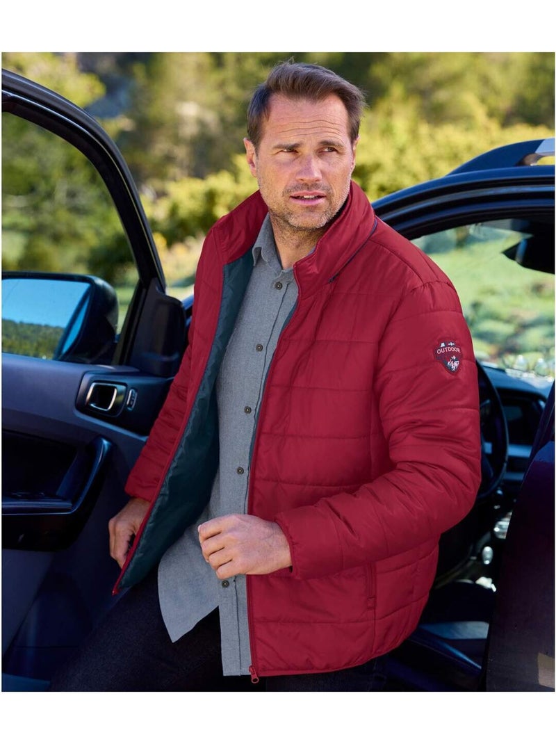 Chaqueta acolchada con capucha oculta y cuello alto con cremallera Rojo - Kiabi