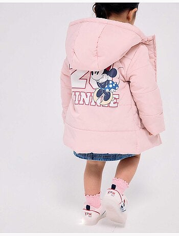 Chaqueta acolchada con capucha y estampado de minnie