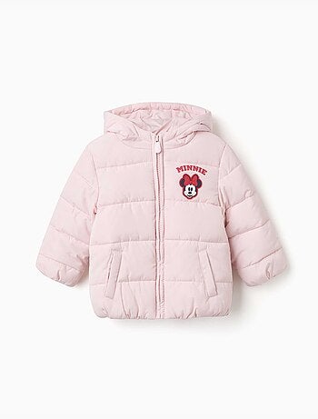 Chaqueta acolchada con capucha y estampado de minnie
