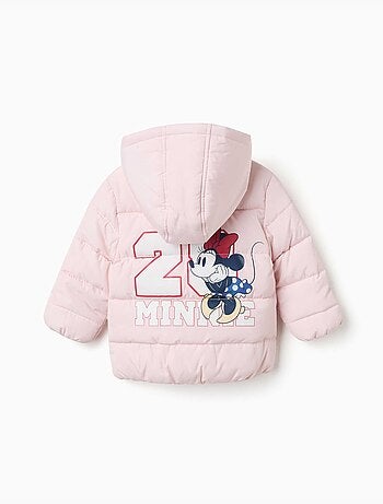 Chaqueta acolchada con capucha y estampado de minnie