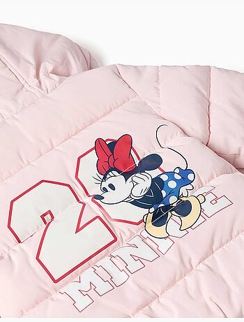 Chaqueta acolchada con capucha y estampado de minnie