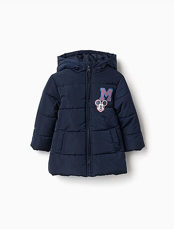 Chaqueta acolchada con capucha y estampados mickey