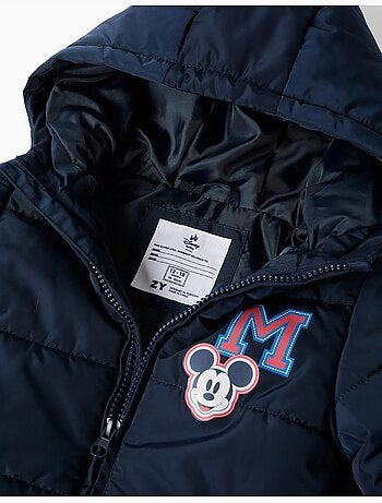 Chaqueta acolchada con capucha y estampados mickey
