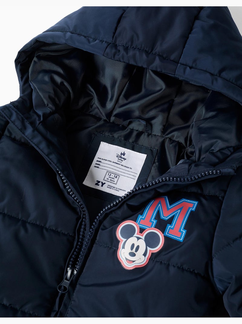 Chaqueta acolchada con capucha y estampados mickey Azul oscuro - Kiabi