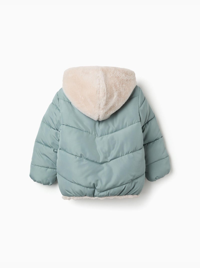 Chaqueta acolchada con capucha y forro de peluche Verde - Kiabi