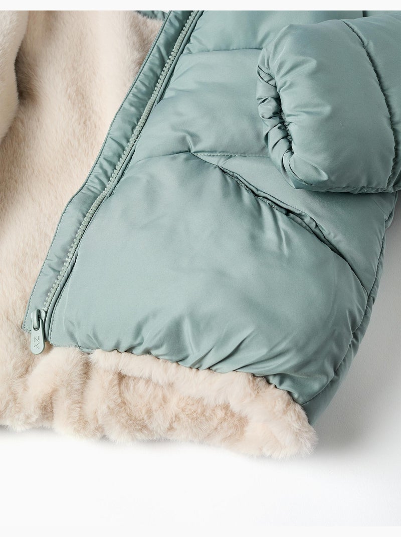 Chaqueta acolchada con capucha y forro de peluche Verde - Kiabi