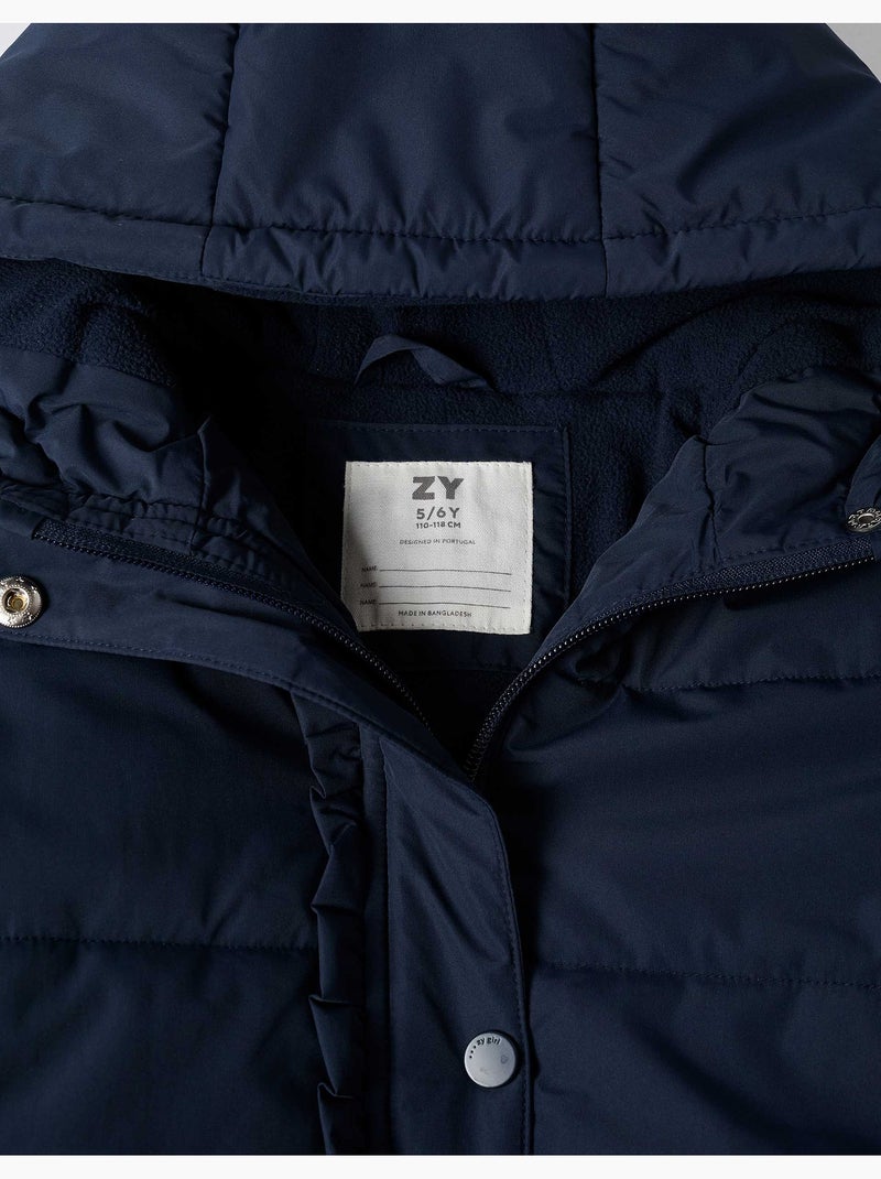 Chaqueta acolchada con capucha y forro polar Azul Azul - Kiabi