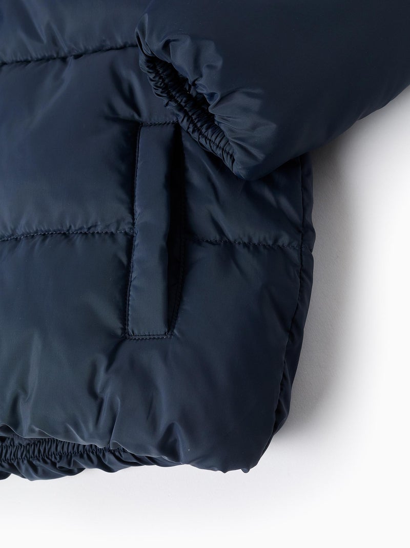 Chaqueta acolchada con capucha y forro polar Azul oscuro - Kiabi