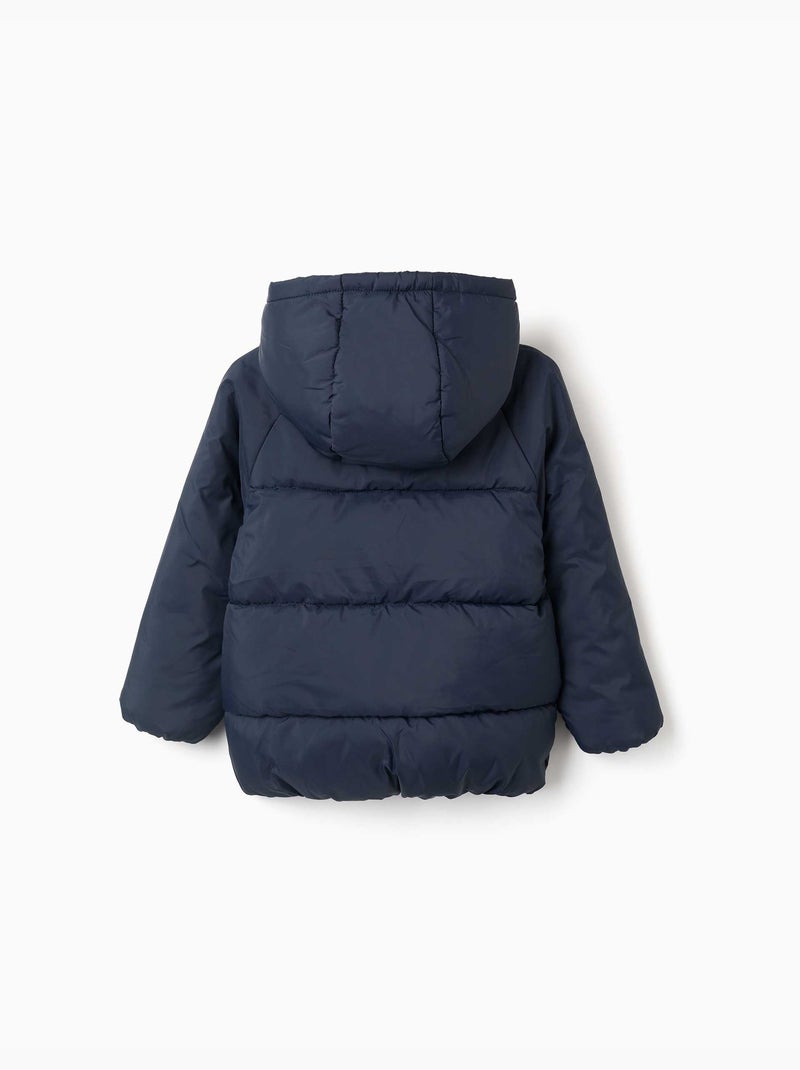 Chaqueta acolchada con capucha y forro polar Azul oscuro - Kiabi