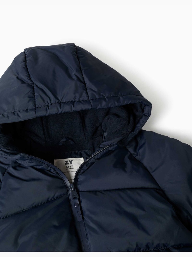 Chaqueta acolchada con capucha y forro polar Azul oscuro - Kiabi