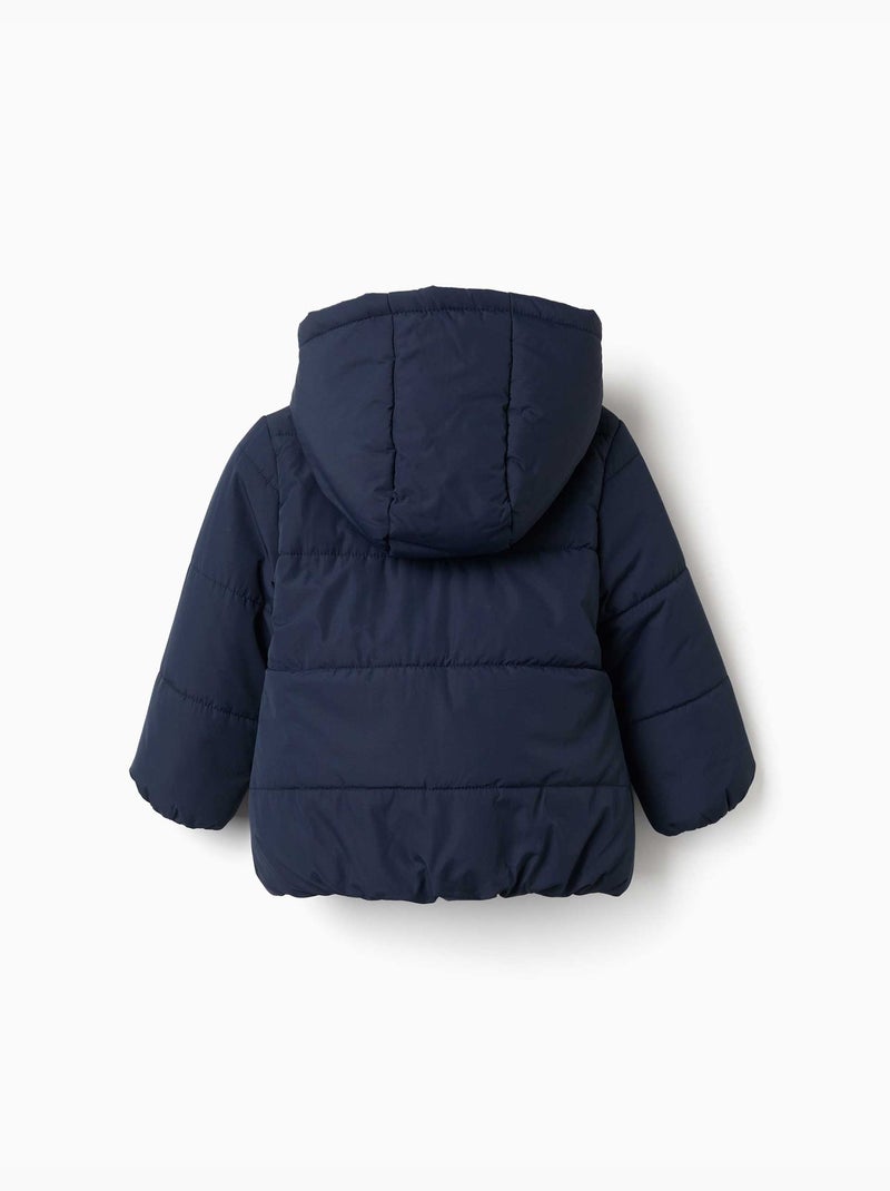 Chaqueta acolchada con capucha y forro polar Azul oscuro - Kiabi