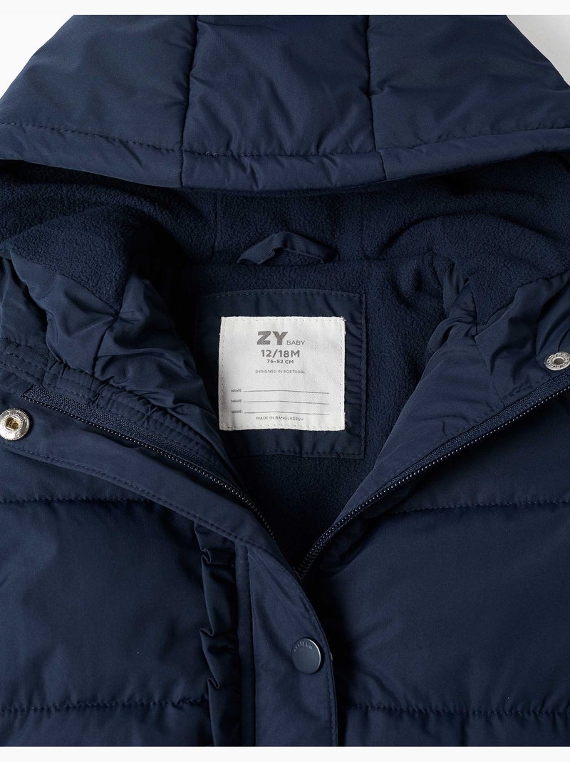 Chaqueta acolchada con capucha y forro polar Azul oscuro - Kiabi