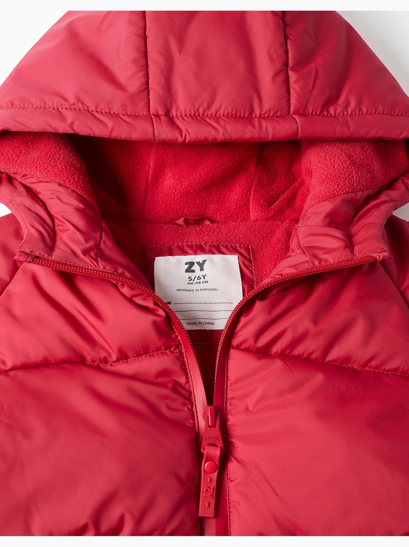 Chaqueta acolchada con capucha y forro polar Rojo - Kiabi