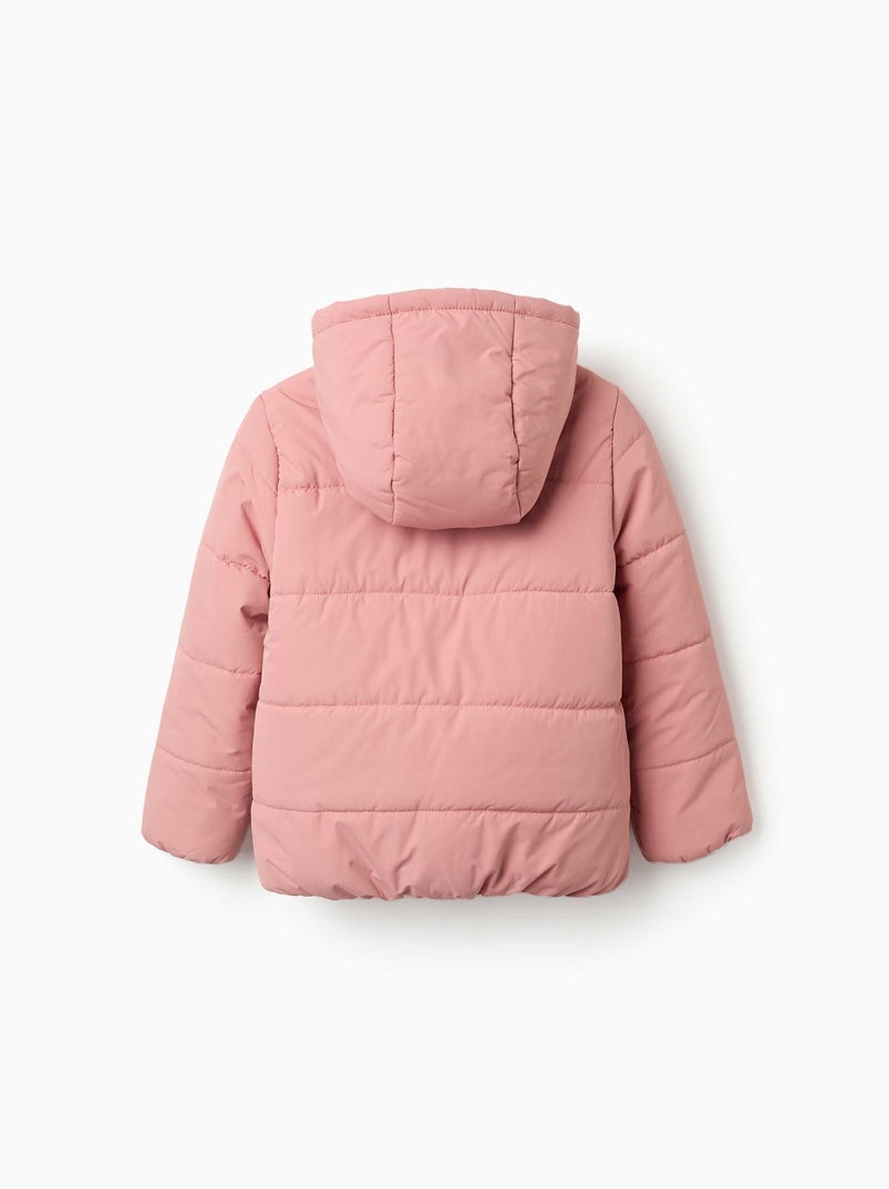 Chaqueta acolchada con capucha y forro polar Rosa - Kiabi