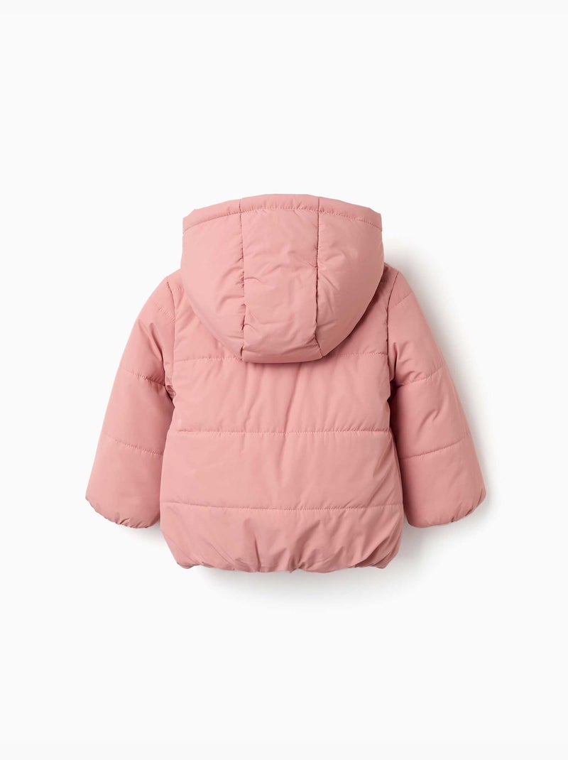 Chaqueta acolchada con capucha y forro polar Rosa - Kiabi