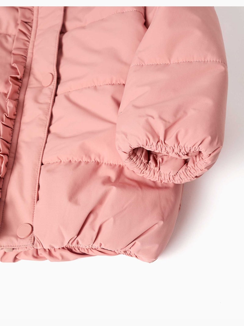 Chaqueta acolchada con capucha y forro polar Rosa - Kiabi