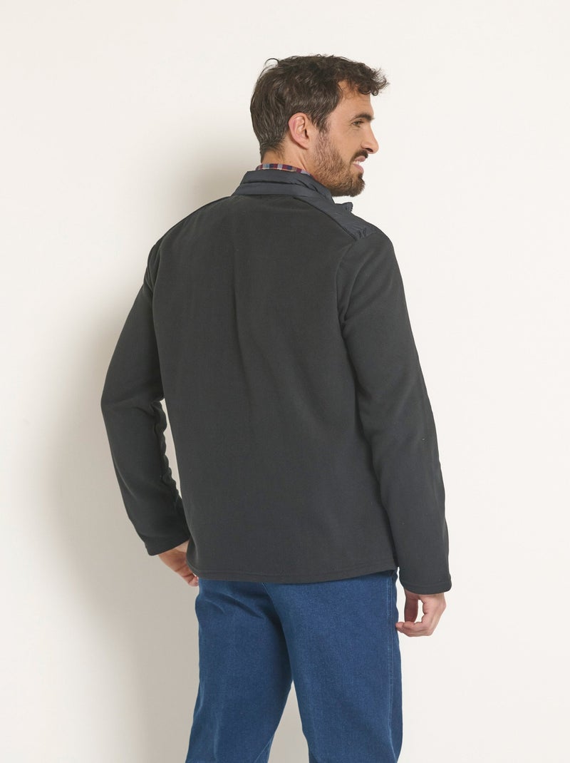 Chaqueta acolchada con cremallera y detalles polares - Afibel Negro - Kiabi