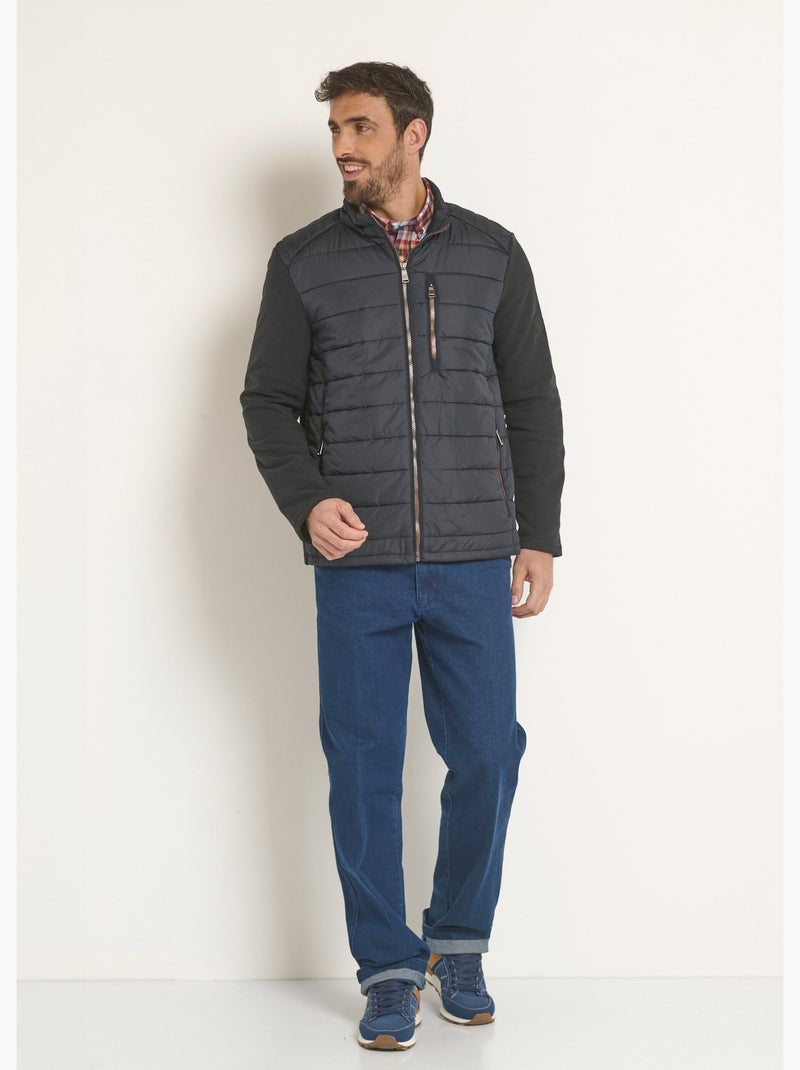 Chaqueta acolchada con cremallera y detalles polares - Afibel Negro - Kiabi