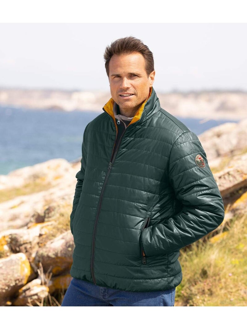 Chaqueta acolchada con cuello alto y cremallera, tratamiento hidrófugo Verde - Kiabi