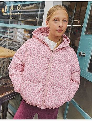 Chaqueta acolchada con estampado animal, mo fashion