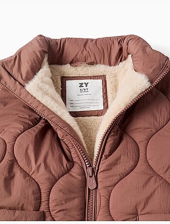 Chaqueta acolchada con forro de peluche y bolsillos