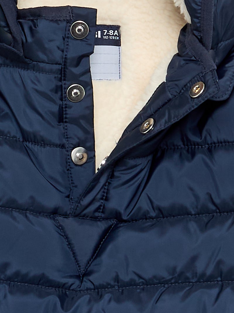 Chaqueta acolchada con interior de borreguillo - colección fácil de poner Azul - Kiabi