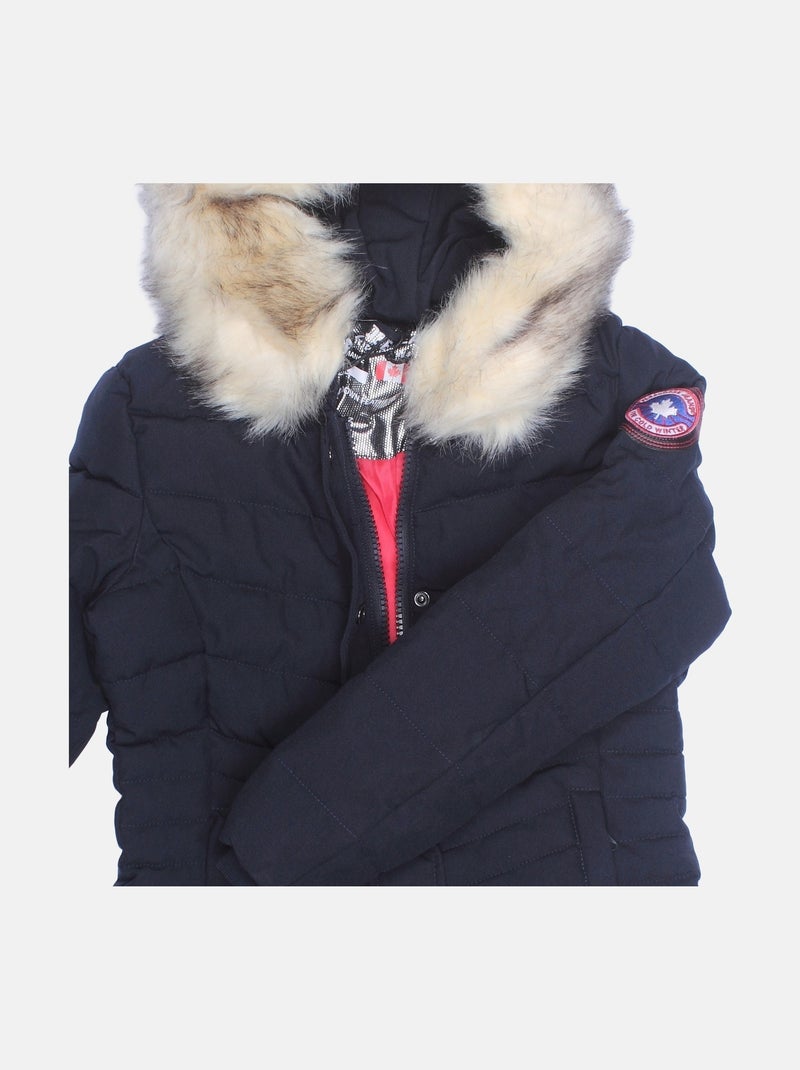 Chaqueta acolchada con pelo sintético desmontable - Paragoose Azul oscuro - Kiabi