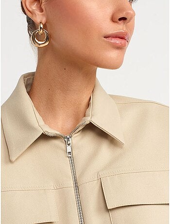 Chaqueta acolchada cropped de popelina de algodón dilvin