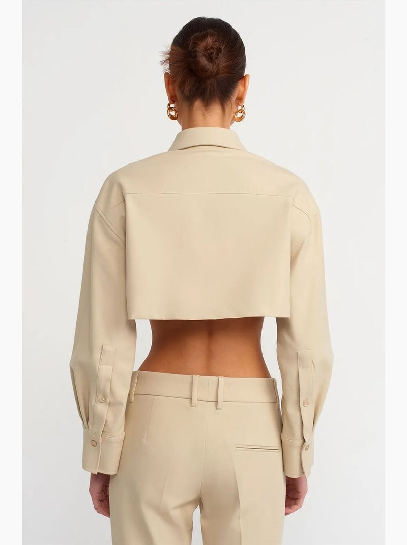 Chaqueta acolchada cropped de popelina de algodón dilvin Beige arcilla - Kiabi