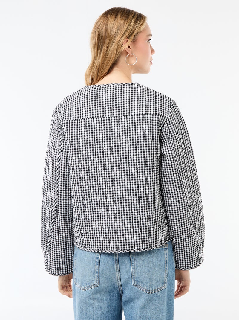 Chaqueta acolchada de cuadros Negro - Kiabi