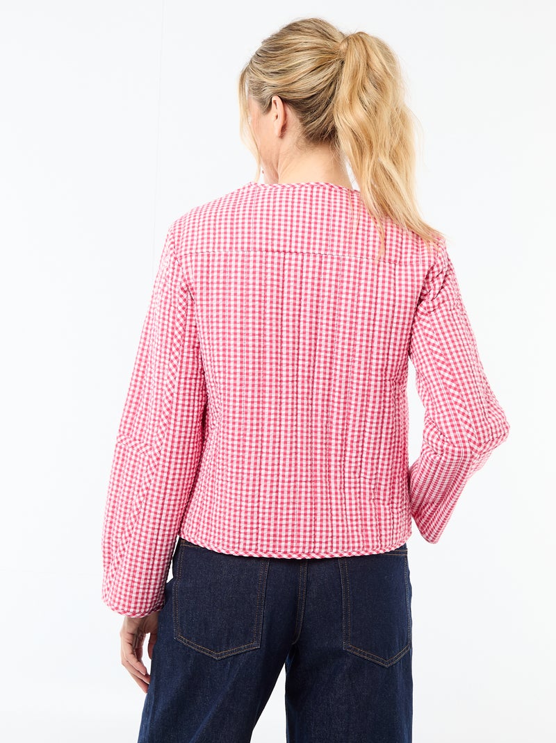 Chaqueta acolchada de cuadros Rosa - Kiabi