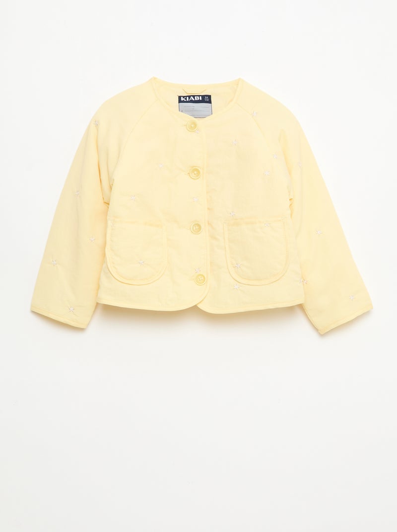 Chaqueta acolchada de cuello redondo en tejido repelente al agua Amarillo - Kiabi