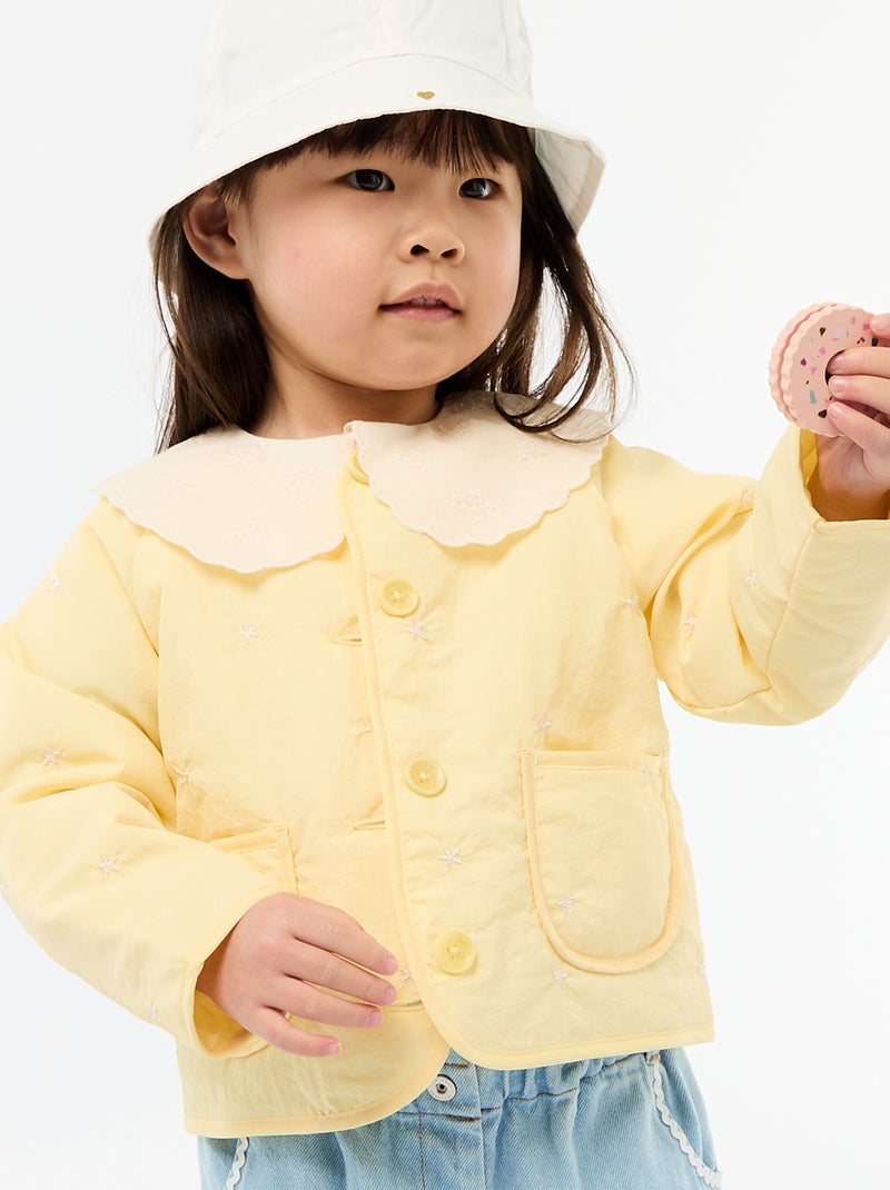 Chaqueta acolchada de cuello redondo en tejido repelente al agua Amarillo - Kiabi