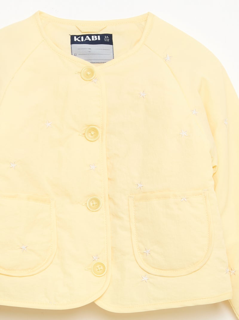 Chaqueta acolchada de cuello redondo en tejido repelente al agua Amarillo - Kiabi