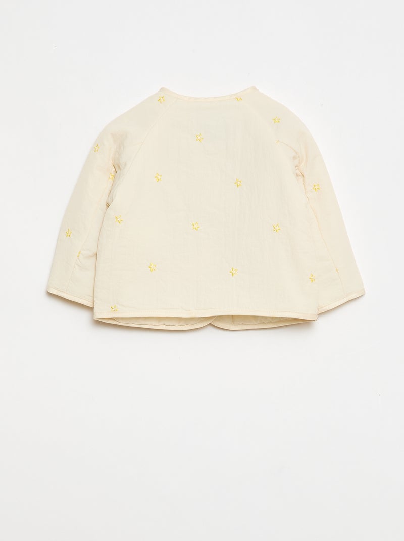 Chaqueta acolchada de cuello redondo en tejido repelente al agua Beige - Kiabi
