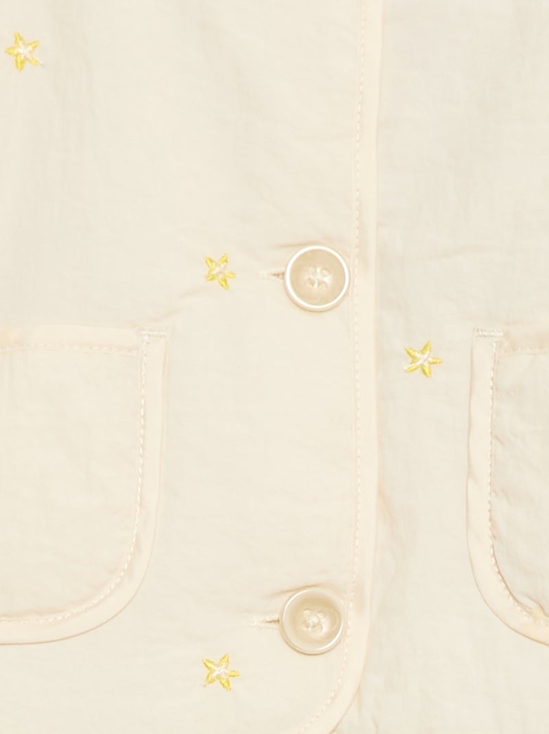 Chaqueta acolchada de cuello redondo en tejido repelente al agua Beige - Kiabi