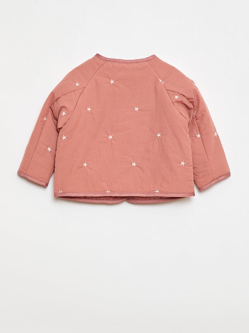 Chaqueta acolchada de cuello redondo en tejido repelente al agua Rosa - Kiabi