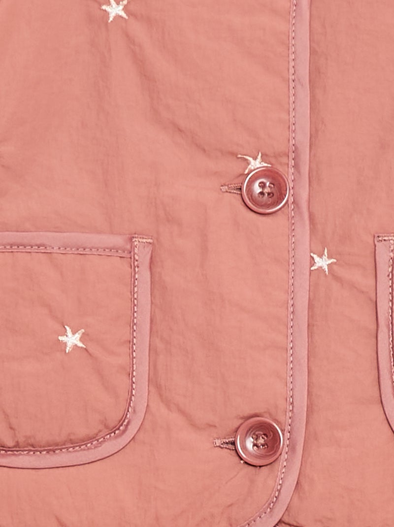 Chaqueta acolchada de cuello redondo en tejido repelente al agua Rosa - Kiabi