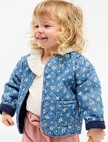 Chaqueta acolchada de denim con abertura de botones a presión