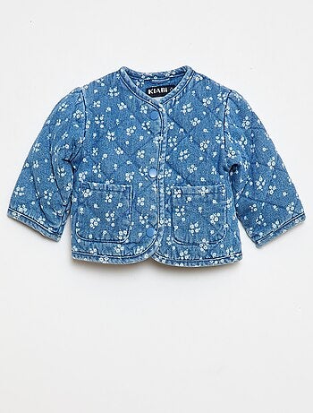 Chaqueta acolchada de denim con abertura de botones a presión