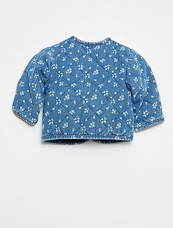 Chaqueta acolchada de denim con abertura de botones a presión