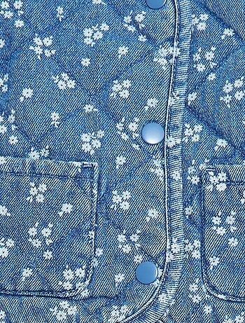 Chaqueta acolchada de denim con abertura de botones a presión