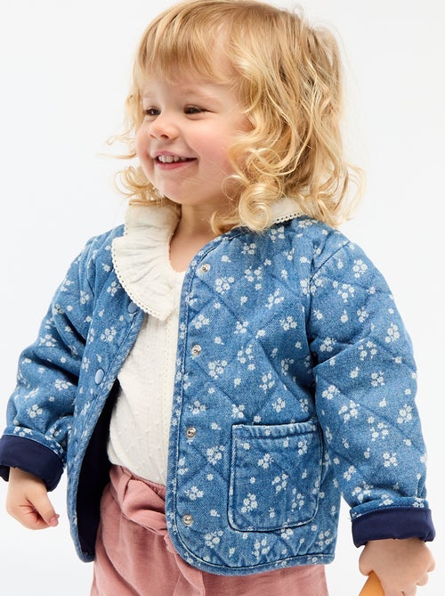 Chaqueta acolchada de denim con abertura de botones a presión - Kiabi