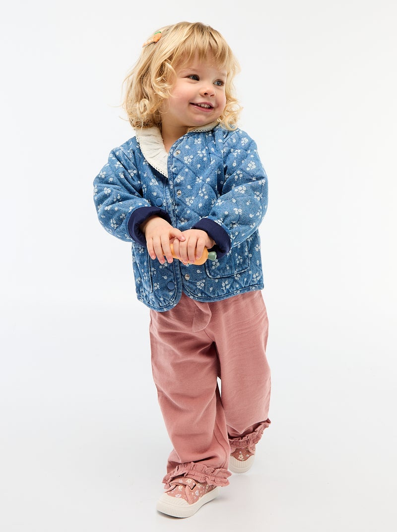 Chaqueta acolchada de denim con abertura de botones a presión Azul - Kiabi