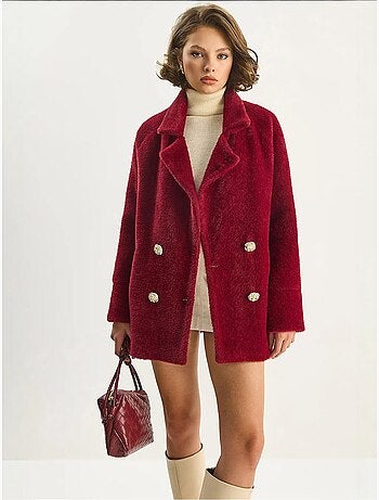 Chaqueta acolchada de felpa texturizada de gran tamaño lucci